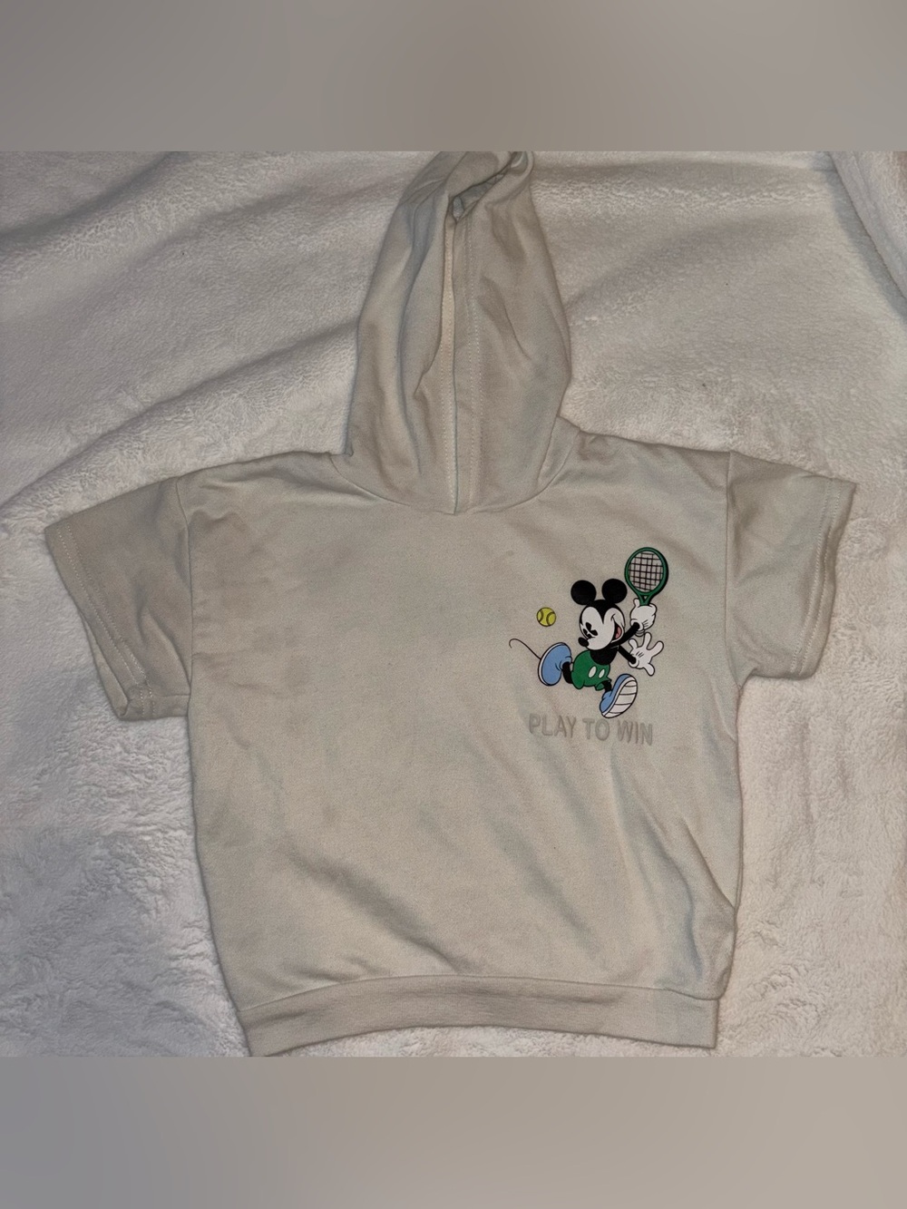 Disney Cream Hooded Tee with Tennis Mickey Graphic
